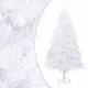 Изкуствена коледна елха с LED и комплект топки бяла 210 см PVC 