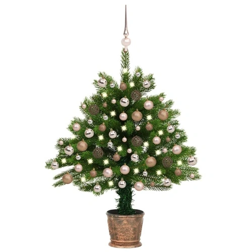 Изкуствена осветена коледна елха с топки 65 см зелена ➤ топ цена ➤ sorbe.bg