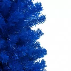 Изкуствена коледна елха с LED и комплект топки синя 180 см PVC 