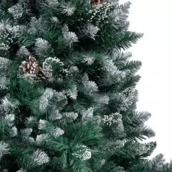 Изкуствена коледна елха с LED, комплект топки и шишарки, 180 см 