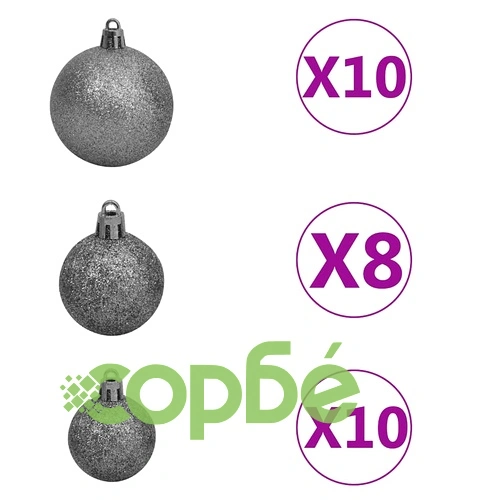 Изкуствена осветена коледна елха с топки зелена 240 см ➤ топ цена ➤ sorbe.bg