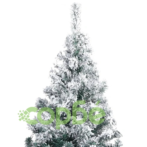 Изкуствена коледна елха с LED и флокиран сняг 400 см зелена PVC ➤ топ цена ➤ sorbe.bg