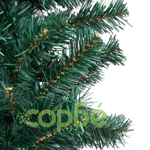 Тънка изкуствена коледна елха с LED и стойка зелена 180 см PVC ➤ топ цена ➤ sorbe.bg