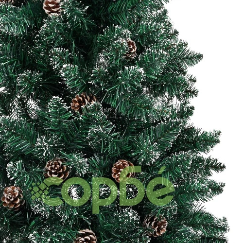 Тънка коледна елха с LED, дърво и бял сняг, зелена, 210 см ➤ топ цена ➤ sorbe.bg