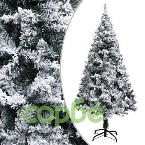Изкуствена осветена коледна елха, заскрежена, зелена, 210 см ➤ топ цена ➤ sorbe.bg