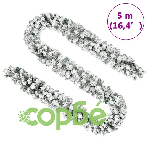 Коледен гирлянд с LED и флокиран сняг зелен 5 м PVC ➤ топ цена ➤ sorbe.bg