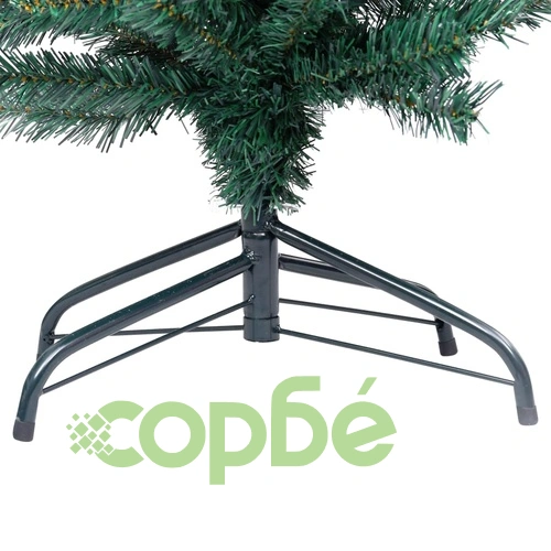 Тънка изкуствена коледна елха с LED и топки, зелена, 150 см ➤ топ цена ➤ sorbe.bg