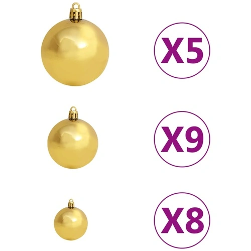 Тънка изкуствена коледна елха с LED и топки, зелена, 240 см ➤ топ цена ➤ sorbe.bg
