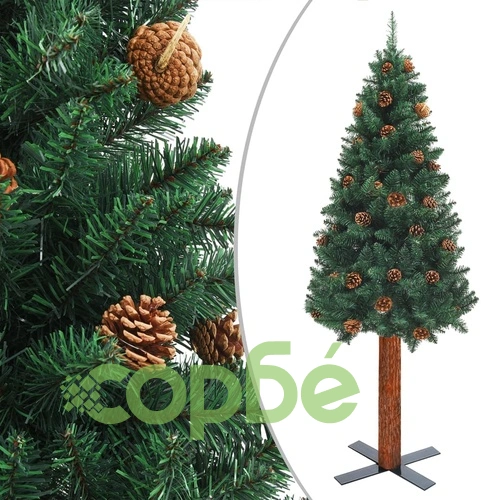 Тънка коледна елха с LED и комплект топки, зелена, 180 см ➤ топ цена ➤ sorbe.bg