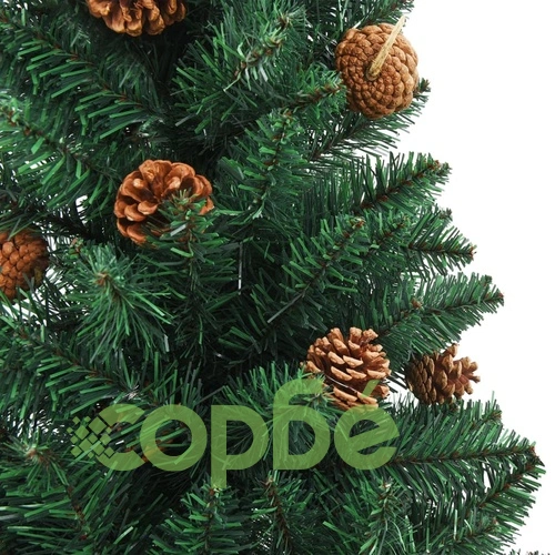 Тънка коледна елха с LED и комплект топки, зелена, 210 см ➤ топ цена ➤ sorbe.bg