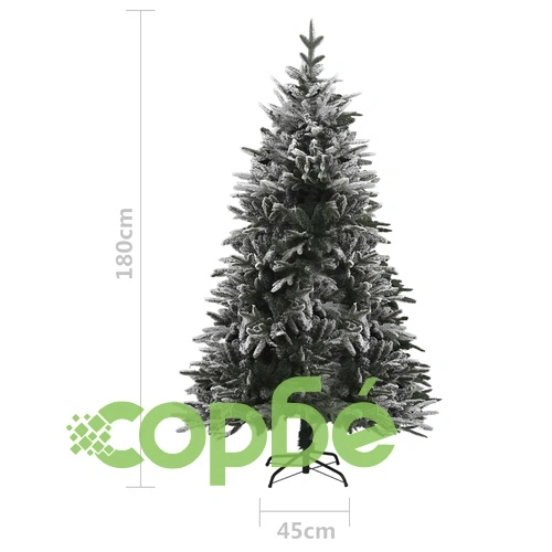 Изкуствена елха с LED, топки и флокиран сняг, 180 см, PVC и PE ➤ топ цена ➤ sorbe.bg