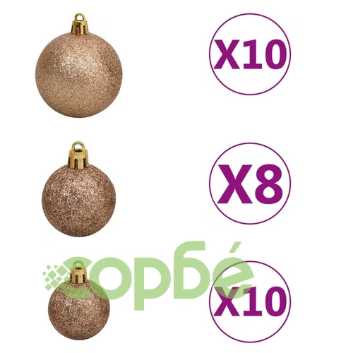 Изкуствена коледна елха с LED и комплект топки 300 см зелена ➤ топ цена ➤ sorbe.bg