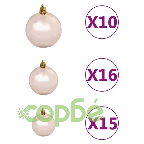 Изкуствена коледна елха с LED и комплект топки 300 см зелена ➤ топ цена ➤ sorbe.bg