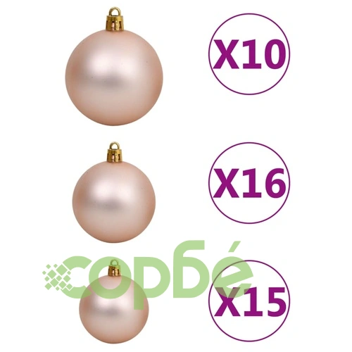 Комплект изкуствена коледна елха с LED и топки, 300 см, бяла ➤ топ цена ➤ sorbe.bg