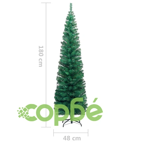 Тънка изкуствена коледна елха с LED и топки, зелена, 180 см ➤ топ цена ➤ sorbe.bg