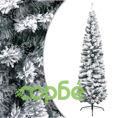 Тънка изкуствена коледна елха с LED и топки, зелена, 240 см ➤ топ цена ➤ sorbe.bg