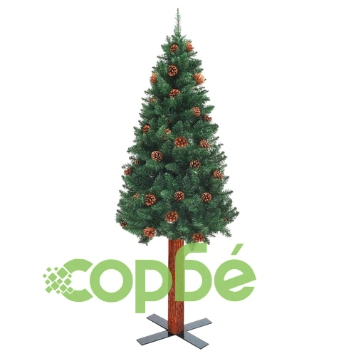 Тънка коледна елха с LED и комплект топки, зелена, 210 см, PVC ➤ топ цена ➤ sorbe.bg