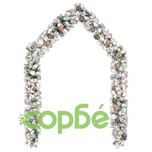 Коледен гирлянд с LED и комплект топки, зелен, 10 м, PVC ➤ топ цена ➤ sorbe.bg