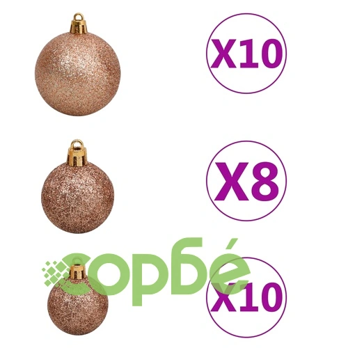 Коледен гирлянд с LED и комплект топки, зелен, 20 м, PVC ➤ топ цена ➤ sorbe.bg