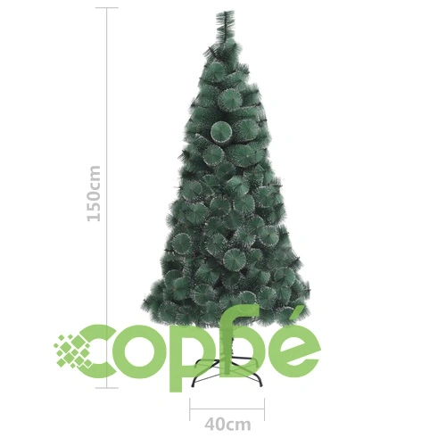 Изкуствена коледна елха с LED и топки, зелена, 150 см, PVC и PE ➤ топ цена ➤ sorbe.bg