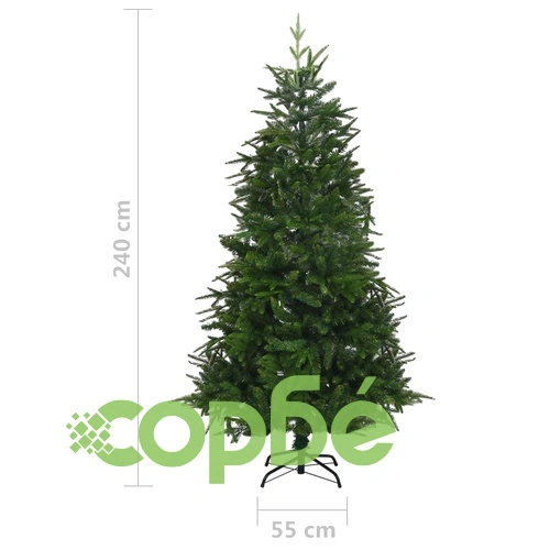 Изкуствена коледна елха с LED и топки, зелена, 240 см, PVC и PE ➤ топ цена ➤ sorbe.bg