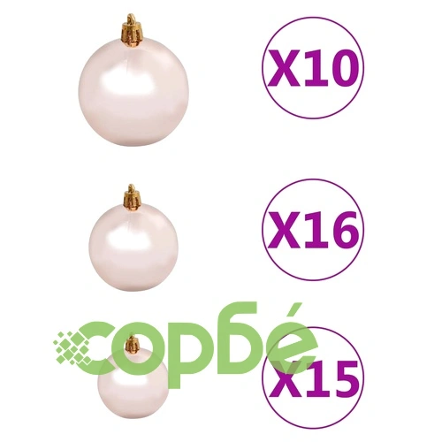 Изкуствена коледна елха с LED и топки, зелена, 240 см, PVC и PE ➤ топ цена ➤ sorbe.bg