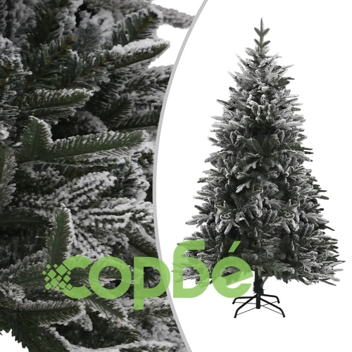 Изкуствена елха с LED, топки и флокиран сняг, 180 см, PVC и PE ➤ топ цена ➤ sorbe.bg