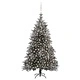Изкуствена коледна елха с LED, топки и сняг, 210 см, PVC и PE