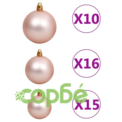 Изкуствена коледна елха с LED, топки и сняг, 240 см, PVC и PE ➤ топ цена ➤ sorbe.bg