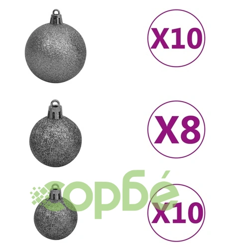 Изкуствена коледна елха с LED и комплект топки 300 см зелена ➤ топ цена ➤ sorbe.bg