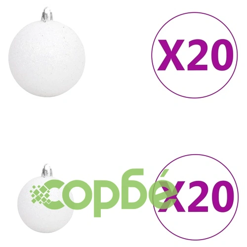 Изкуствена коледна елха с LED и комплект топки LED 400 см бяла ➤ топ цена ➤ sorbe.bg