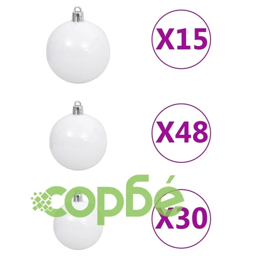 Изкуствена коледна елха с LED и комплект топки 500 см бяла ➤ топ цена ➤ sorbe.bg