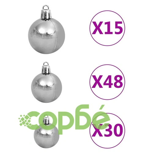 Изкуствена коледна елха с LED и комплект топки 500 см бяла ➤ топ цена ➤ sorbe.bg