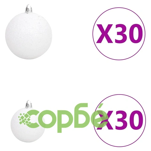 Изкуствена коледна елха с LED и комплект топки 500 см бяла ➤ топ цена ➤ sorbe.bg