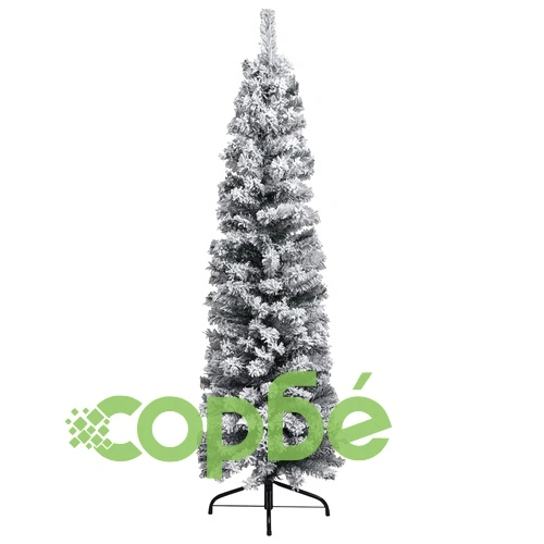 Тънка коледна елха с LED, топки и флокиран сняг, зелена, 120 см ➤ топ цена ➤ sorbe.bg