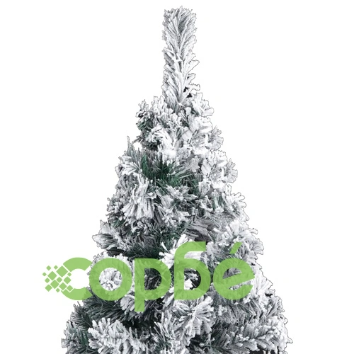 Тънка коледна елха с LED, топки и флокиран сняг, зелена, 120 см ➤ топ цена ➤ sorbe.bg