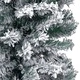 Тънка коледна елха с LED, топки и флокиран сняг, зелена, 120 см