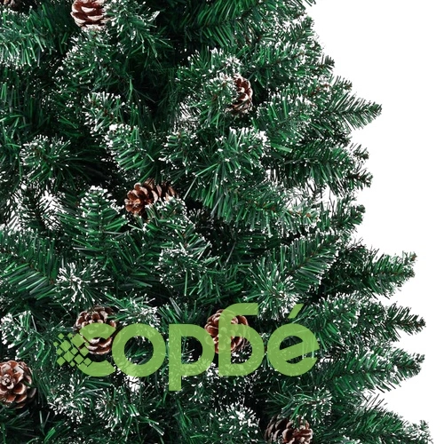 Тънка изкуствена осветена коледна елха с топки, зелена, 210 см ➤ топ цена ➤ sorbe.bg