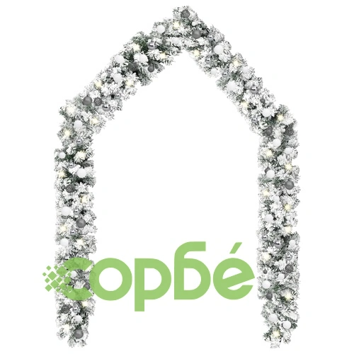 Коледен гирлянд с LED и комплект топки, зелен, 20 м, PVC ➤ топ цена ➤ sorbe.bg