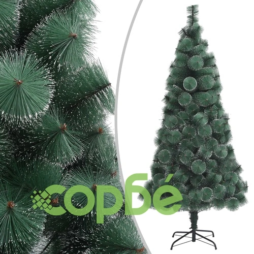 Изкуствена коледна елха с LED и топки, зелена, 150 см, PVC и PE ➤ топ цена ➤ sorbe.bg