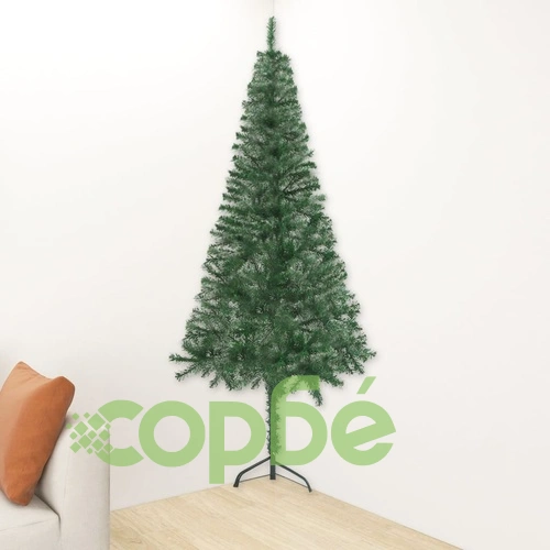 Ъглова изкуствена коледна елха с LED, зелена, 240 см, PVC ➤ топ цена ➤ sorbe.bg