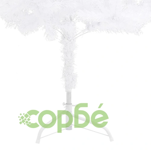 Ъглова изкуствена коледна елха с LED, бяла, 150 см, PVC  ➤ топ цена ➤ sorbe.bg