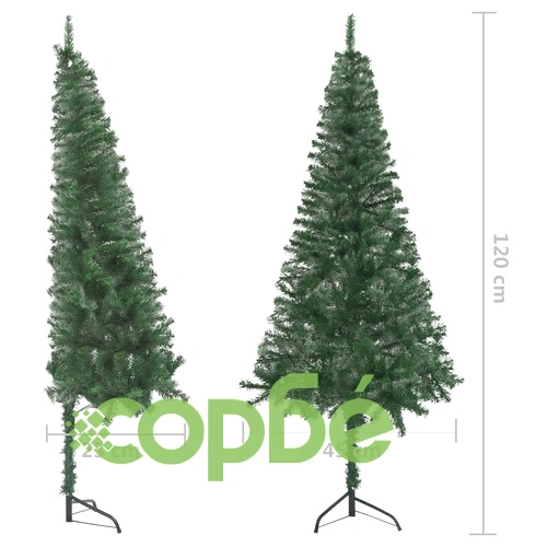 Ъглова изкуствена коледна елха с LED и топки зелена 120 см PVC ➤ топ цена ➤ sorbe.bg