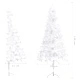 Ъглова изкуствена коледна елха с LED и топки бяла 120 см PVC