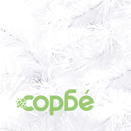 Ъглова изкуствена коледна елха с LED и топки бяла 120 см PVC ➤ топ цена ➤ sorbe.bg