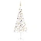 Ъглова изкуствена коледна елха с LED и топки, бяла, 240 см, PVC