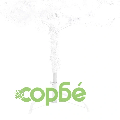 Ъглова изкуствена коледна елха с LED и топки, бяла, 150 см, PVC  ➤ топ цена ➤ sorbe.bg