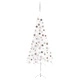 Ъглова изкуствена коледна елха с LED и топки, бяла, 210 см, PVC 