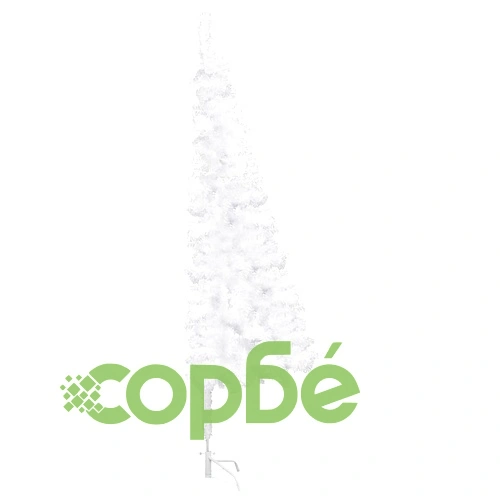 Ъглова изкуствена коледна елха с LED и топки, бяла, 240 см, PVC  ➤ топ цена ➤ sorbe.bg