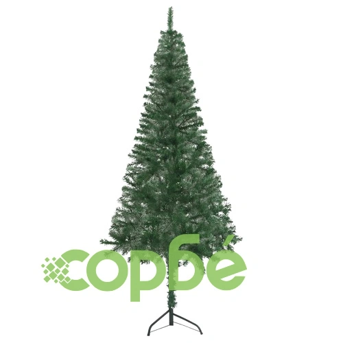 Ъглова изкуствена коледна елха с LED и топки зелена 240 см PVC ➤ топ цена ➤ sorbe.bg